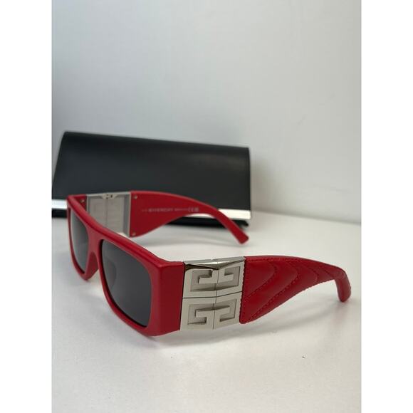 NEW Givenchy GV40034I Red Leather Sunglasses $900 - Picture 2 of 5
